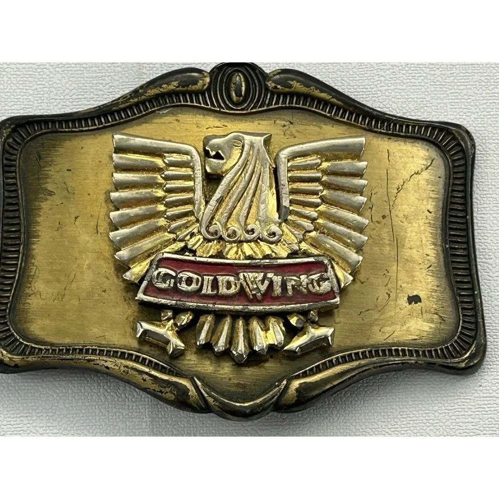 Vintage 1978 AHM Goldwing Eagle Belt Buckle Brass Tone Motorcycle Biker USA